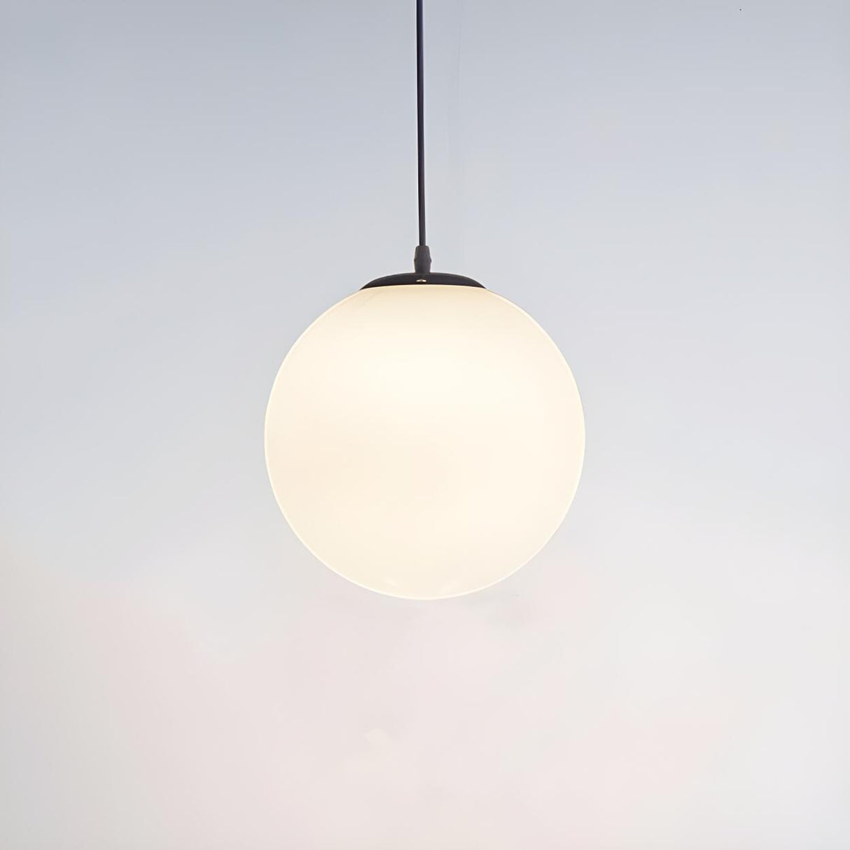 Contemporary Polish Glass White Globe Pendant Light Image - 2