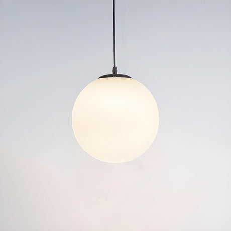 Contemporary Polish Glass White Globe Pendant Light Image - 2