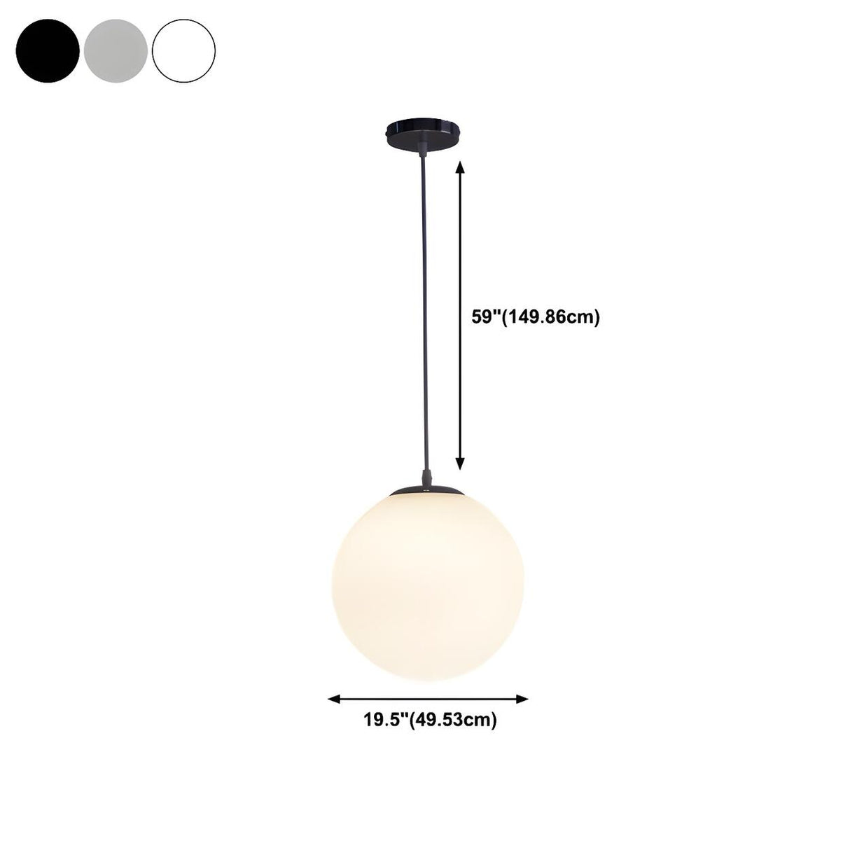 Contemporary Polish Glass White Globe Pendant Light Image - 26