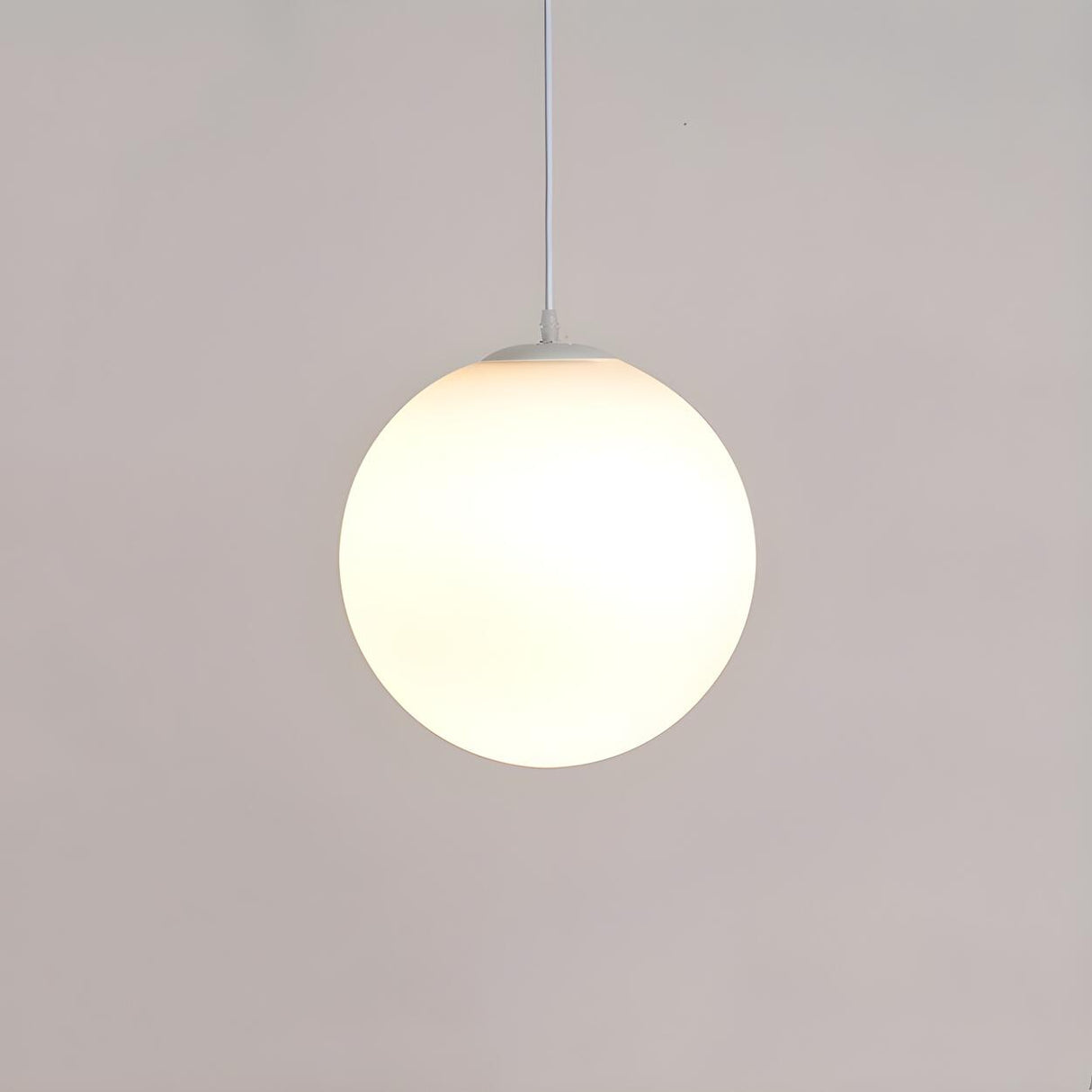 Contemporary Polish Glass White Globe Pendant Light Image - 3