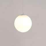 Contemporary Polish Glass White Globe Pendant Light Image - 3