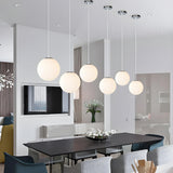 Contemporary Polish Glass White Globe Pendant Light Image - 5