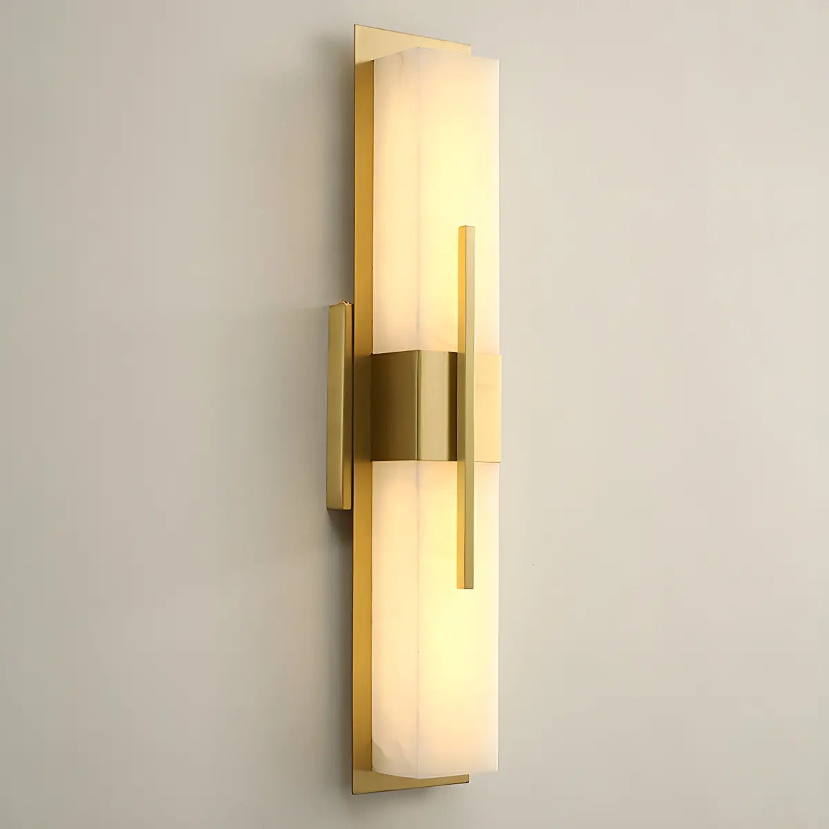 Contemporary Rectangle Alabaster Bedroom Medium Wall Lamp Image - 13