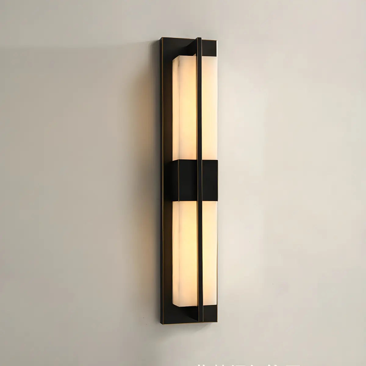 Contemporary Rectangle Alabaster Bedroom Medium Wall Lamp Image - 2