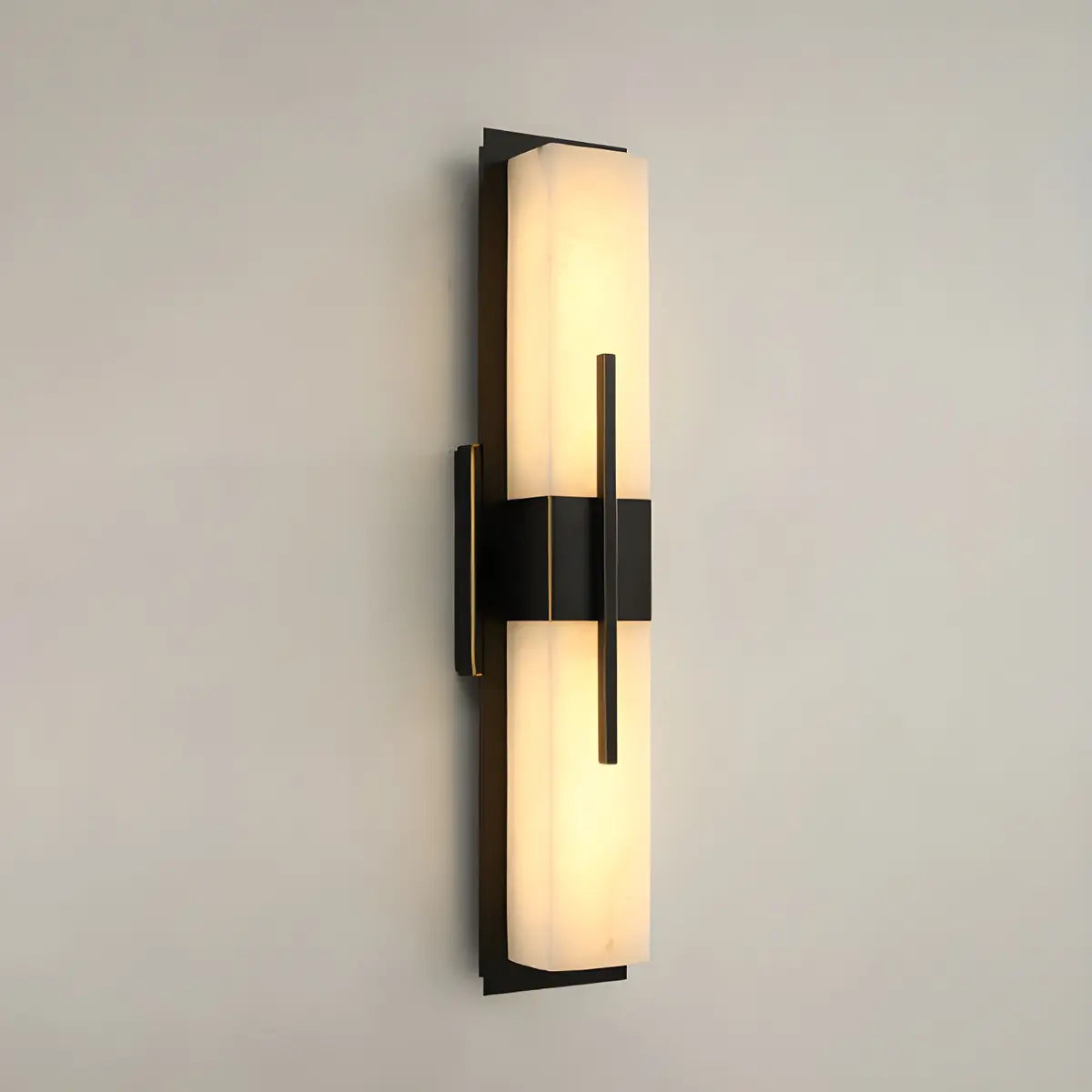 Contemporary Rectangle Alabaster Bedroom Medium Wall Lamp Image - 3