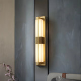 Contemporary Rectangle Alabaster Bedroom Medium Wall Lamp Image - 4