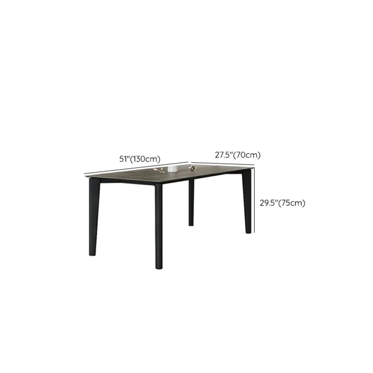 Contemporary Rectangle Grey Stone Wood Dining Table 