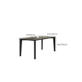 Contemporary Rectangle Grey Stone Wood Dining Table #size