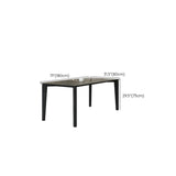 Contemporary Rectangle Grey Stone Wood Dining Table Image - 13