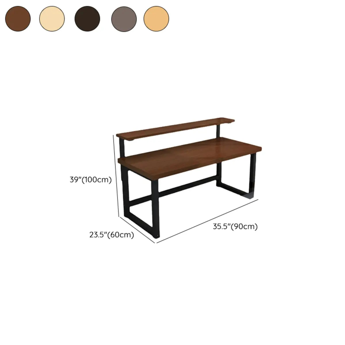 Contemporary Rectangle Wood Hutch H-Shape Writing Desk 