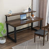 Contemporary Rectangle Wood Hutch H-Shape Writing Desk Image - 5