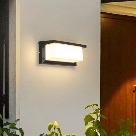 Contemporary Rectangular Black Outdoor Wall Sconce Image - 1