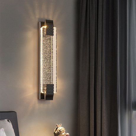 Contemporary Rectangular Crystal LED Wall Sconce Image - 1