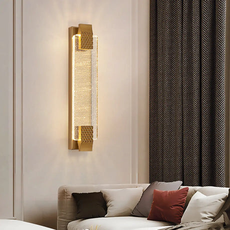 Contemporary Rectangular Crystal LED Wall Sconce Image - 1