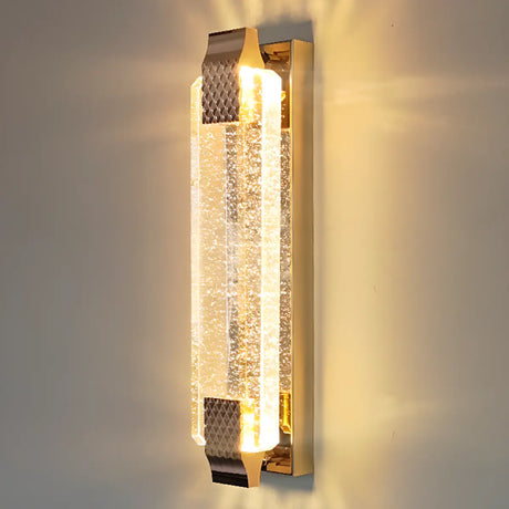 Contemporary Rectangular Crystal LED Wall Sconce Image - 2