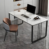 Contemporary Rectangular Grey Stone Sled Writing Desk Image - 3