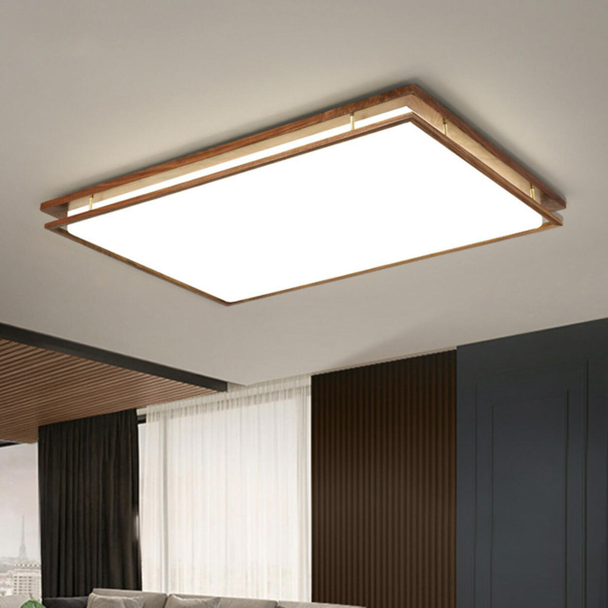 Contemporary Rectangular LED Flush Mount Ceiling Light Image - 1