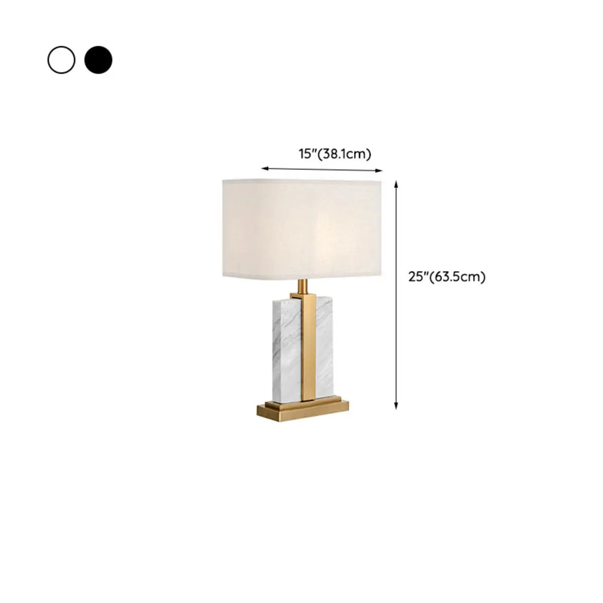 Contemporary Rectangular Marble Living Room Table Lamp 