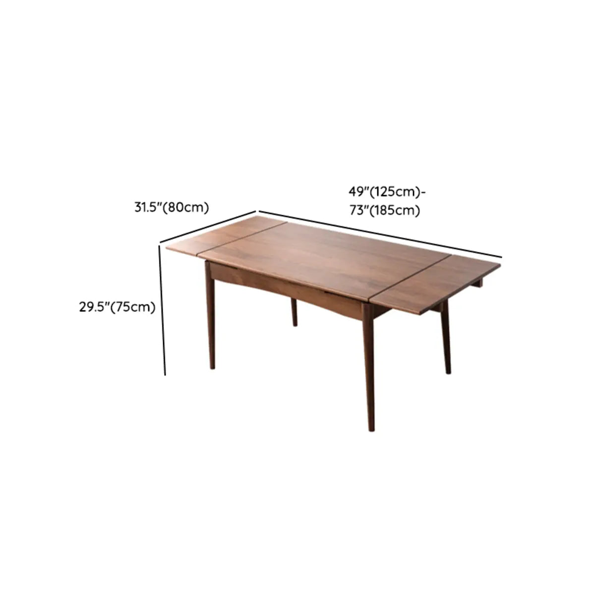 Contemporary Rectangular Walnut Dining Table Extendable Leaf 