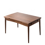 Contemporary Rectangular Walnut Dining Table Extendable Leaf Image - 5