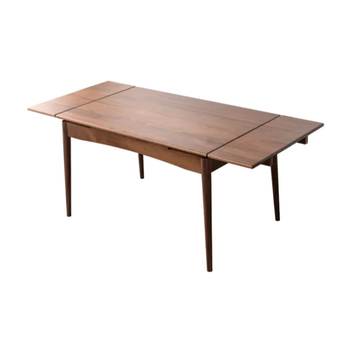 Contemporary Rectangular Walnut Dining Table Extendable Leaf Image - 6