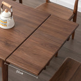 Contemporary Rectangular Walnut Dining Table Extendable Leaf Image - 9