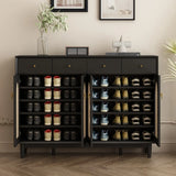 Contemporary Rectangular Wood Hallway Black Shoe Storage Image - 1