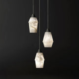 Contemporary Rectilinear Conical Alabaster Pendant Light Image - 1