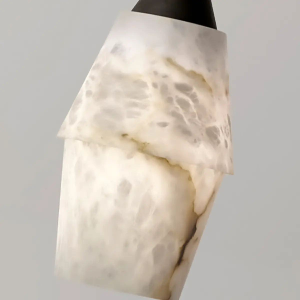 Contemporary Rectilinear Conical Alabaster Pendant Light Image - 11