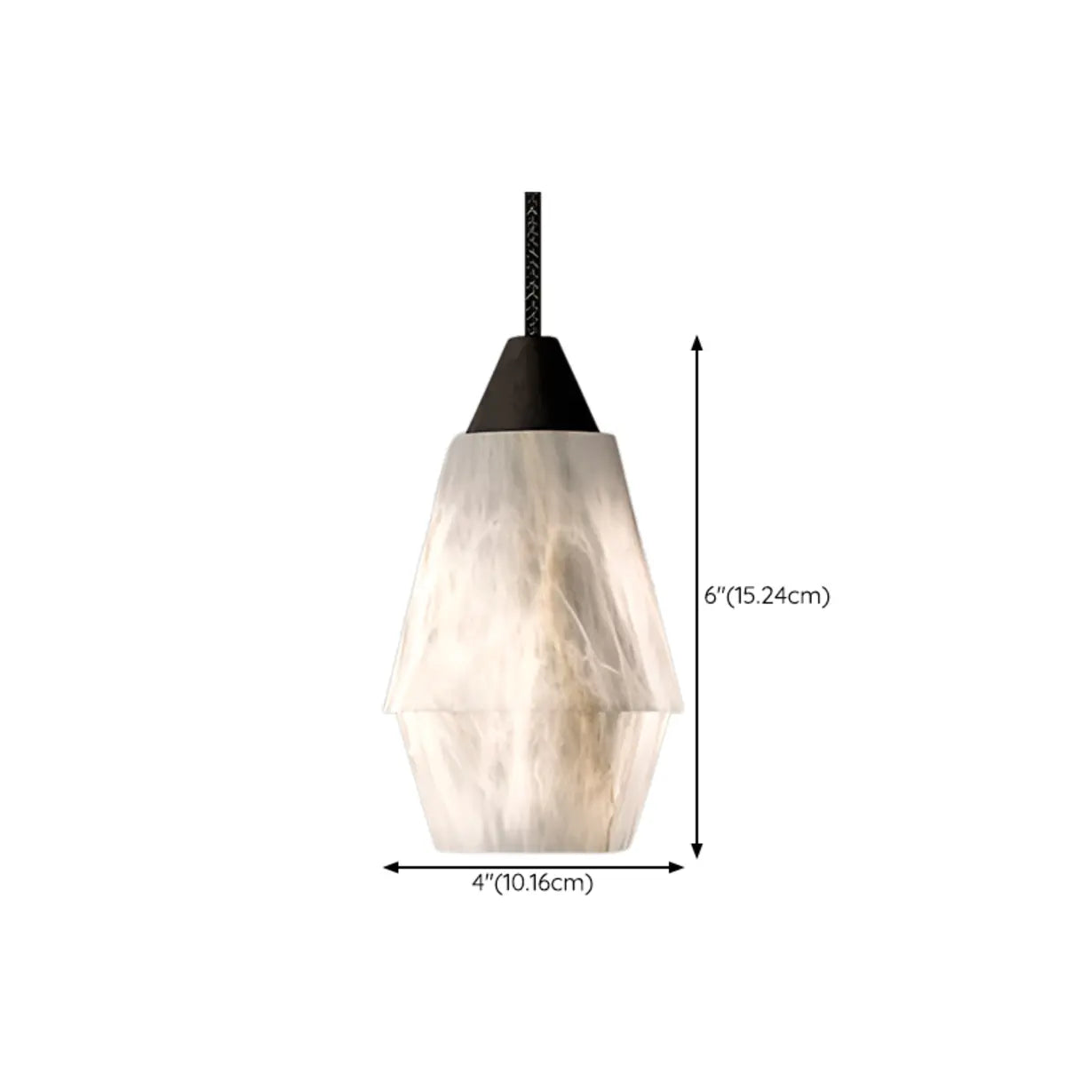 Contemporary Rectilinear Conical Alabaster Pendant Light 