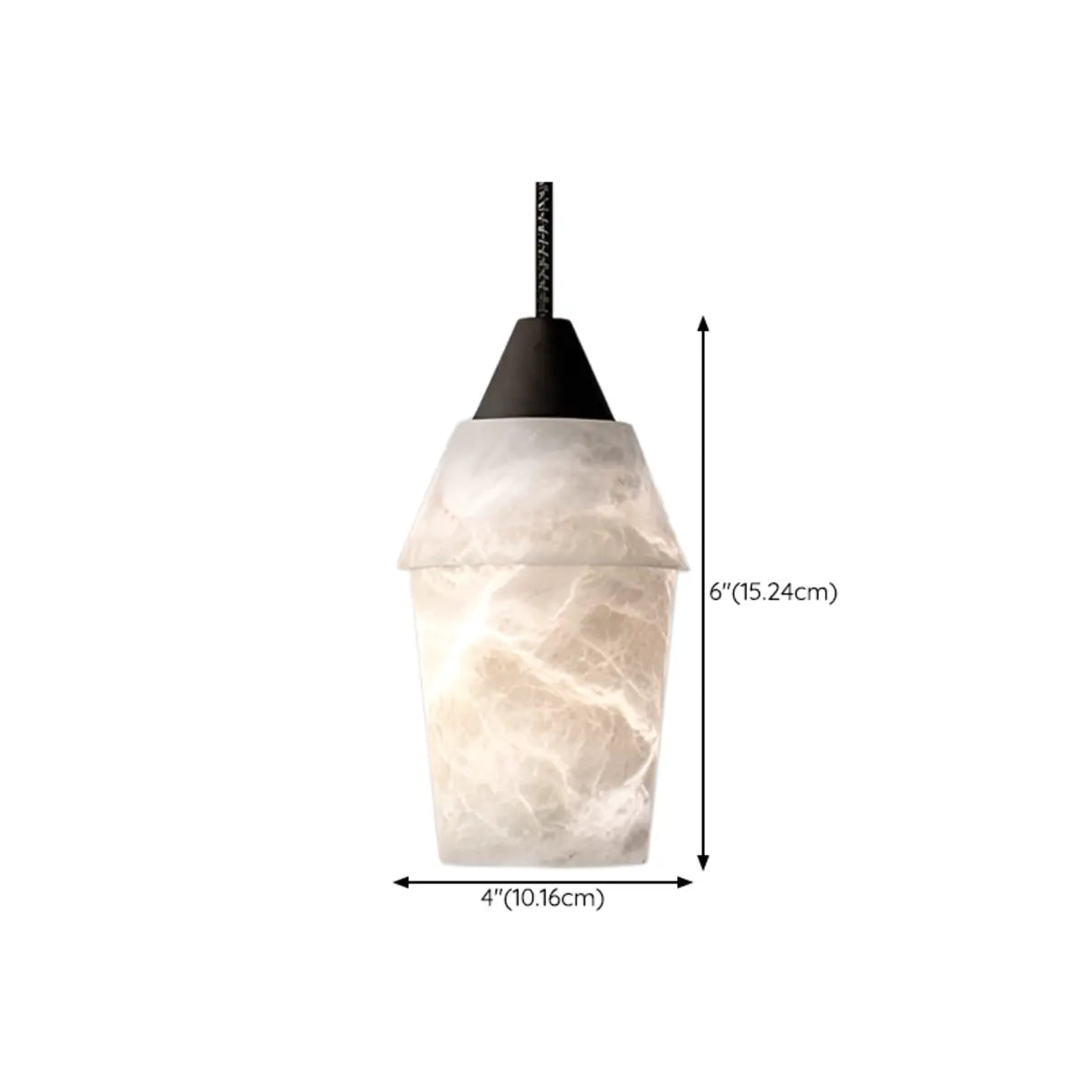 Contemporary Rectilinear Conical Alabaster Pendant Light Image - 13