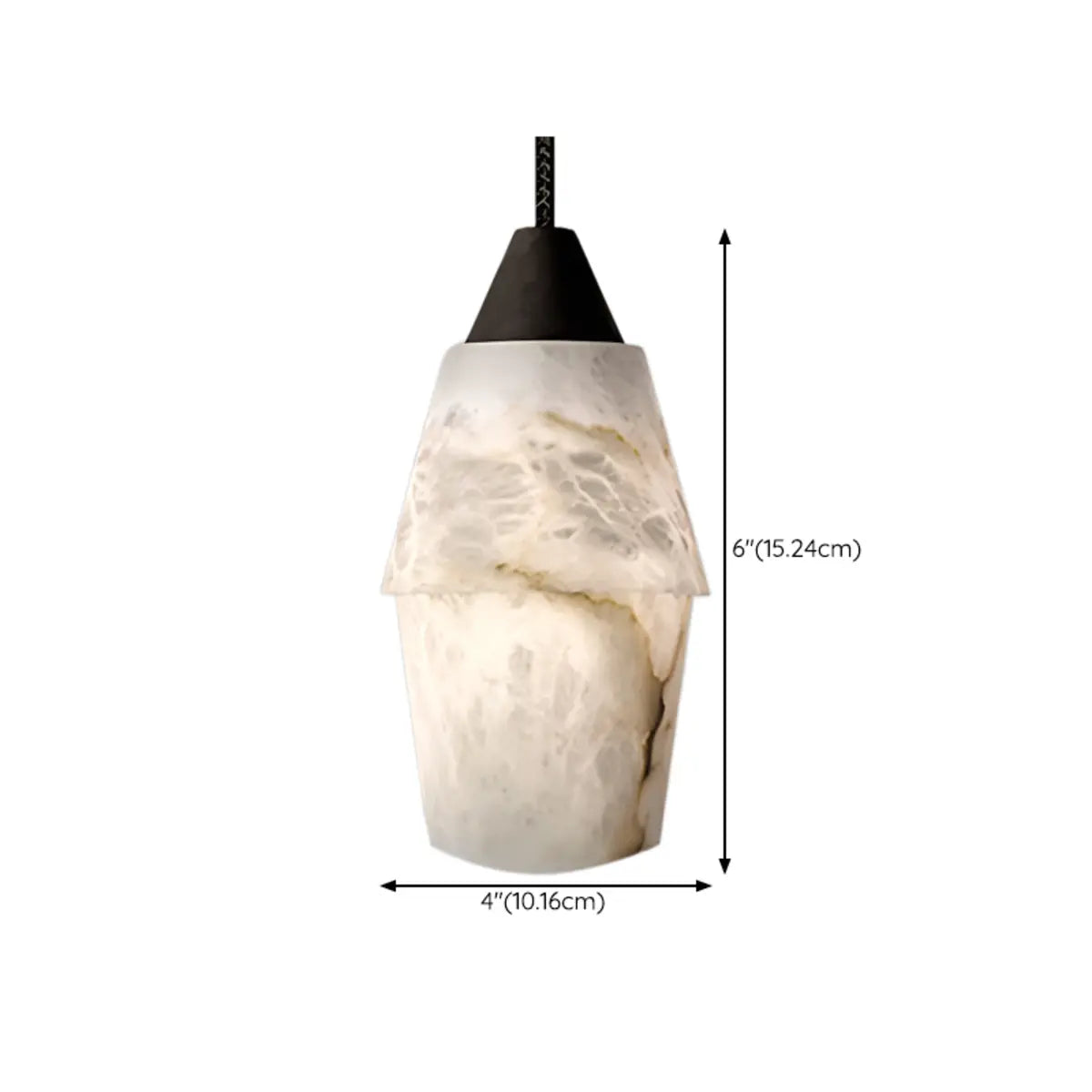 Contemporary Rectilinear Conical Alabaster Pendant Light Image - 14