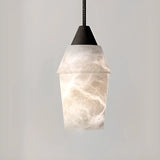 Contemporary Rectilinear Conical Alabaster Pendant Light Image - 4