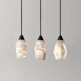 Contemporary Rectilinear Conical Alabaster Pendant Light Image - 9