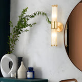 Contemporary Ribbed Glass Bathroom Mirror Vanity Light Image - 2