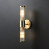 Contemporary Ribbed Glass Bathroom Mirror Vanity Light Image - 8