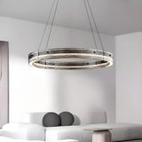 Contemporary Ring Acrylic Living Room Black Chandelier Image - 1