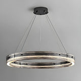 Contemporary Ring Acrylic Living Room Black Chandelier Image - 3