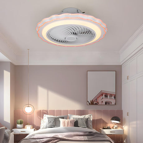 Contemporary Round Bladeless LED Ceiling Fan with Light Image - 1