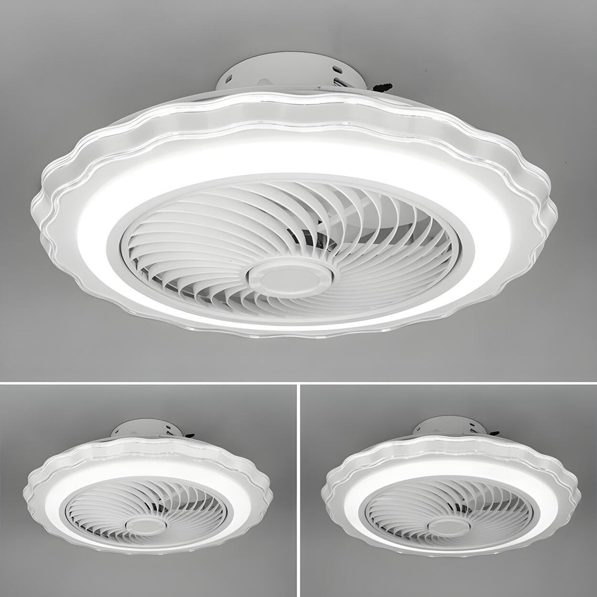 Contemporary Round Bladeless LED Ceiling Fan with Light Image - 10