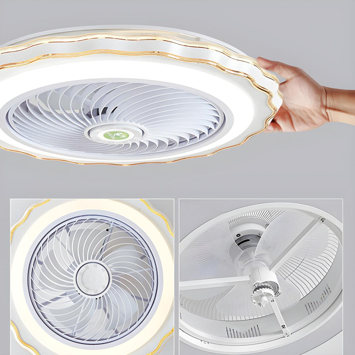 Contemporary Round Bladeless LED Ceiling Fan with Light Image - 12