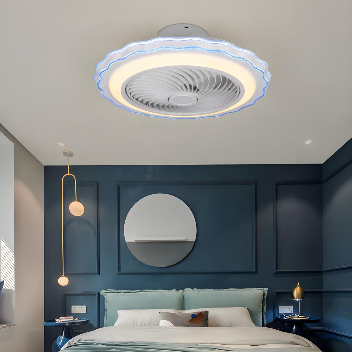 Contemporary Round Bladeless LED Ceiling Fan with Light Image - 8