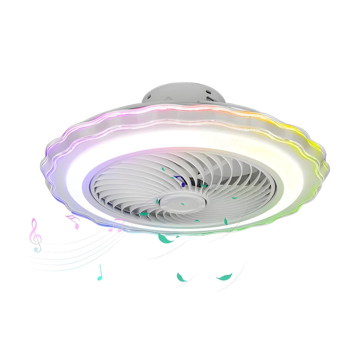 Contemporary Round Bladeless LED Ceiling Fan with Light Image - 9