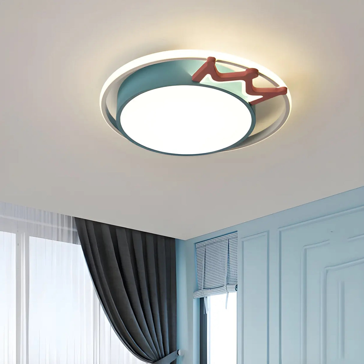 Contemporary Round Crown LED Flush Mount Ceiling Light Image - 11