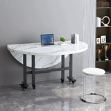 Contemporary Round Marble Folding Dining Table White Image - 8