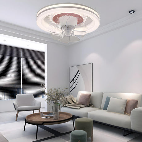 Contemporary Round Simple Ceiling Fan with LED Light Image - 2