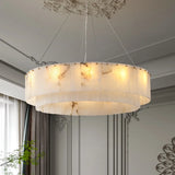 Contemporary Round Tiered Alabaster Pendant Light Chandelier Image - 1