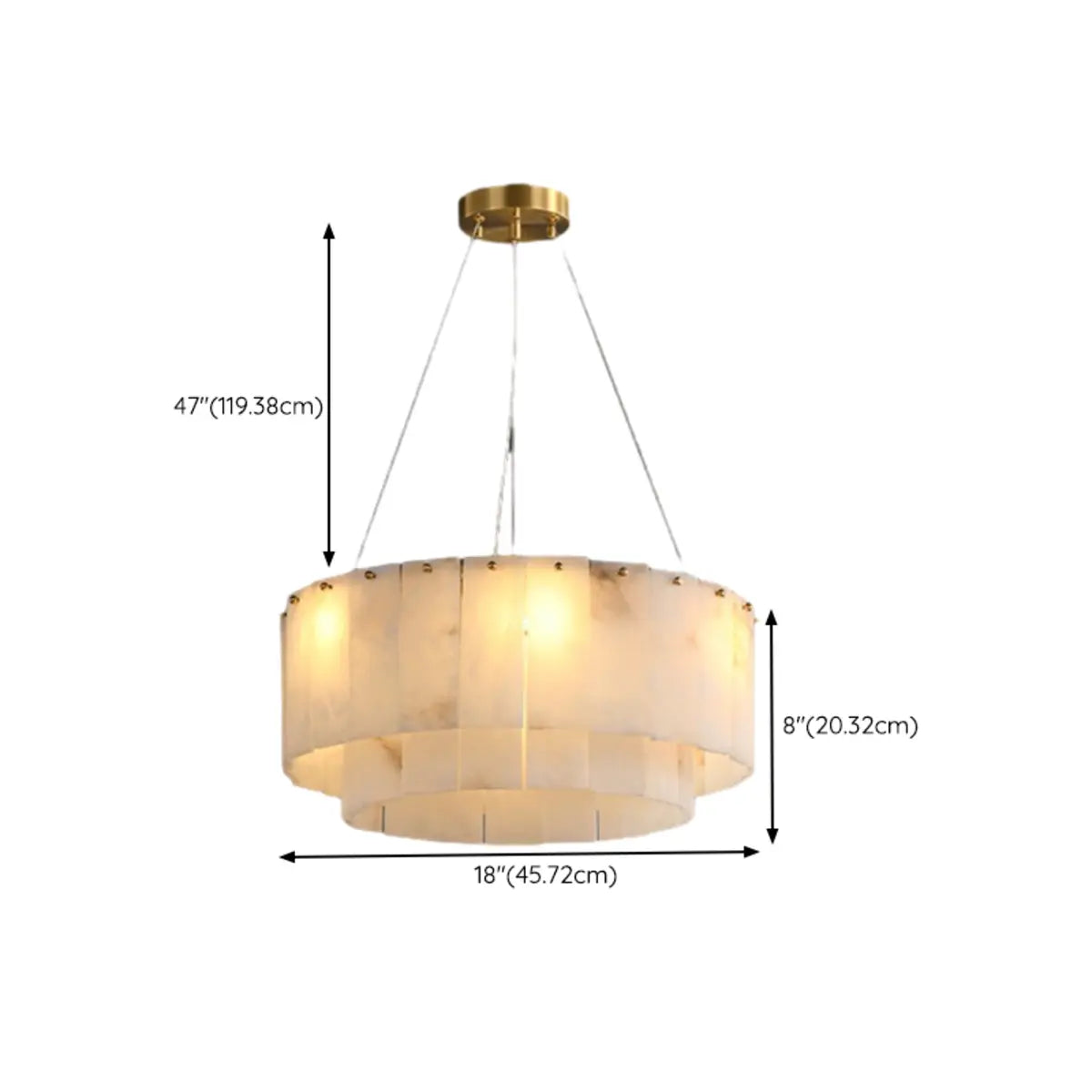 Contemporary Round Tiered Alabaster Pendant Light Chandelier 