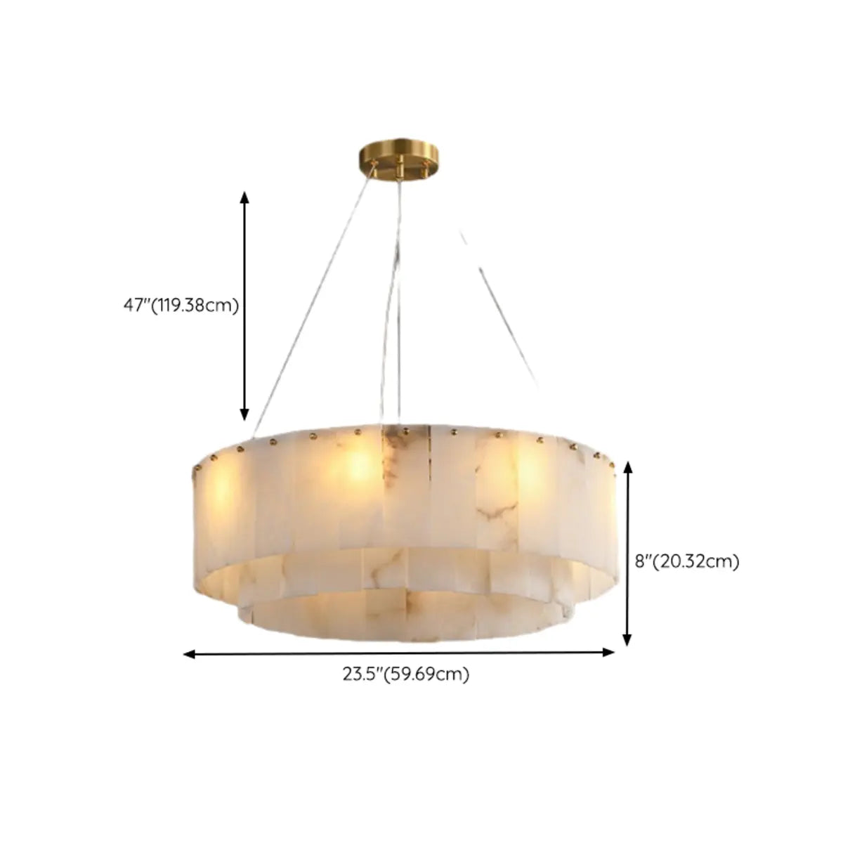 Contemporary Round Tiered Alabaster Pendant Light Chandelier Image - 14