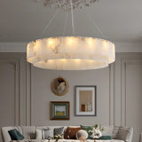 Contemporary Round Tiered Alabaster Pendant Light Chandelier Image - 4